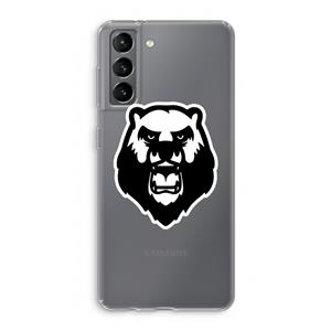 CaseCompany Angry Bear (white): Samsung Galaxy S21 Transparant Hoesje