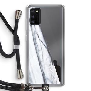 CaseCompany Gestreepte marmer: Samsung Galaxy A41 Transparant Hoesje met koord