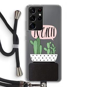 CaseCompany I love cacti: Samsung Galaxy S21 Ultra Transparant Hoesje met koord