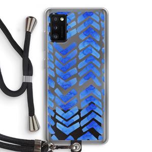CaseCompany Blauwe pijlen: Samsung Galaxy A41 Transparant Hoesje met koord