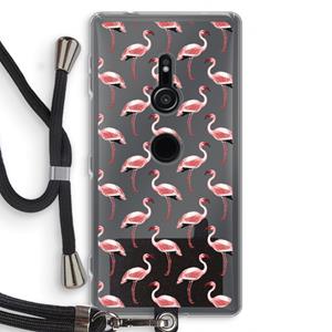 CaseCompany Flamingoprint groen: Sony Xperia XZ2 Transparant Hoesje met koord
