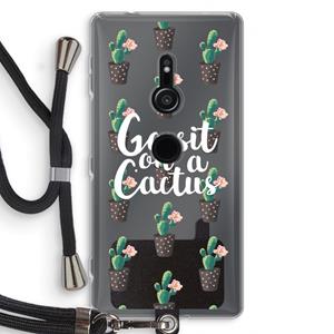 CaseCompany Cactus quote: Sony Xperia XZ2 Transparant Hoesje met koord