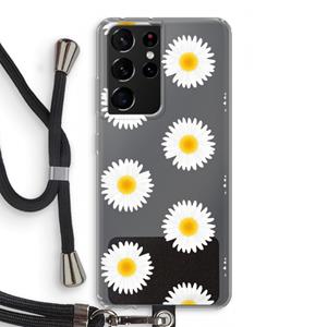 CaseCompany Margrietjes: Samsung Galaxy S21 Ultra Transparant Hoesje met koord