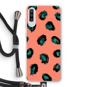 CaseCompany Pink Cheetah: Samsung Galaxy A70 Transparant Hoesje met koord