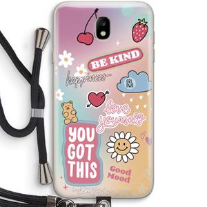 CaseCompany Positivity: Samsung Galaxy J7 (2017) Transparant Hoesje met koord