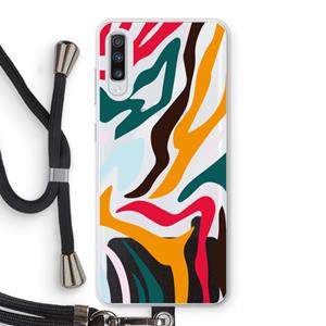 CaseCompany Colored Zebra: Samsung Galaxy A70 Transparant Hoesje met koord