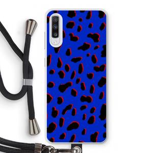 CaseCompany Blue Leopard: Samsung Galaxy A70 Transparant Hoesje met koord