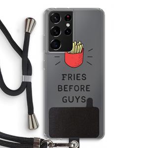 CaseCompany Fries before guys: Samsung Galaxy S21 Ultra Transparant Hoesje met koord