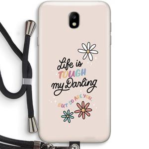 CaseCompany Tough Life: Samsung Galaxy J7 (2017) Transparant Hoesje met koord