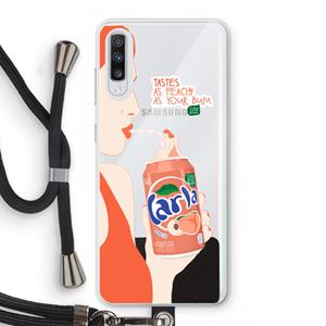 CaseCompany Peach please!: Samsung Galaxy A70 Transparant Hoesje met koord
