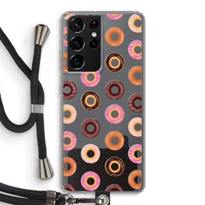 CaseCompany Donuts: Samsung Galaxy S21 Ultra Transparant Hoesje met koord
