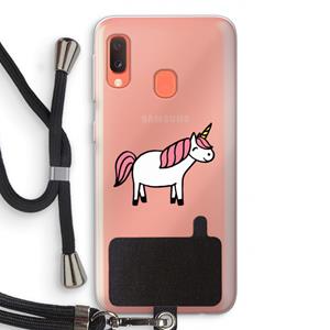 CaseCompany Eenhoorn: Samsung Galaxy A20e Transparant Hoesje met koord
