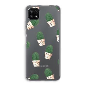 CaseCompany Cactusprint roze: Samsung Galaxy A22 5G Transparant Hoesje