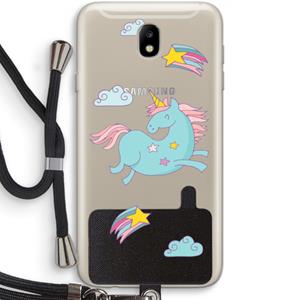 CaseCompany Vliegende eenhoorn: Samsung Galaxy J7 (2017) Transparant Hoesje met koord