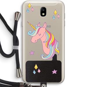 CaseCompany Roze eenhoorn: Samsung Galaxy J7 (2017) Transparant Hoesje met koord