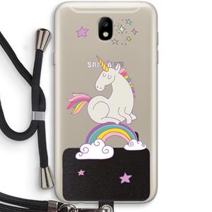 CaseCompany Regenboog eenhoorn: Samsung Galaxy J7 (2017) Transparant Hoesje met koord