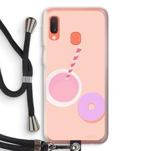 CaseCompany Donut: Samsung Galaxy A20e Transparant Hoesje met koord