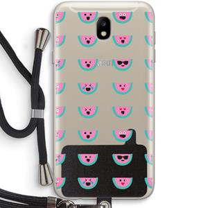 CaseCompany Smiley watermeloenprint: Samsung Galaxy J7 (2017) Transparant Hoesje met koord