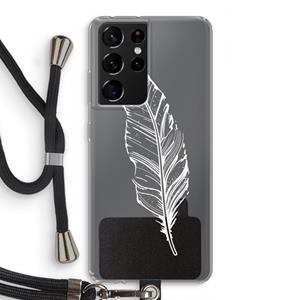 CaseCompany Pluim: Samsung Galaxy S21 Ultra Transparant Hoesje met koord