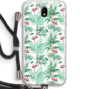 CaseCompany Flamingo bladeren: Samsung Galaxy J7 (2017) Transparant Hoesje met koord