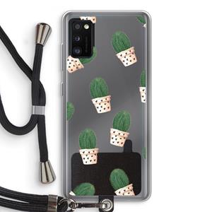 CaseCompany Cactusprint roze: Samsung Galaxy A41 Transparant Hoesje met koord