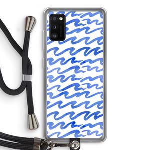 CaseCompany Blauwe golven: Samsung Galaxy A41 Transparant Hoesje met koord