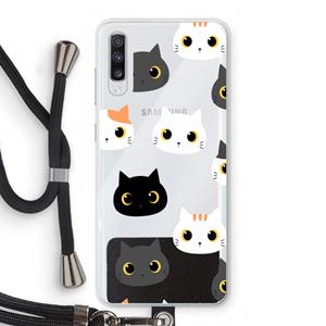 CaseCompany Katten: Samsung Galaxy A70 Transparant Hoesje met koord