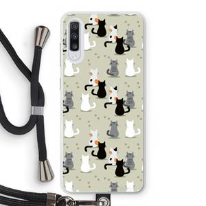 CaseCompany Katten: Samsung Galaxy A70 Transparant Hoesje met koord