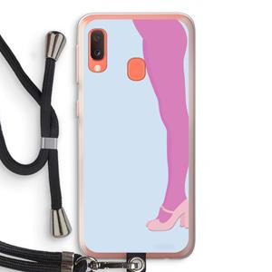 CaseCompany Pink panty: Samsung Galaxy A20e Transparant Hoesje met koord