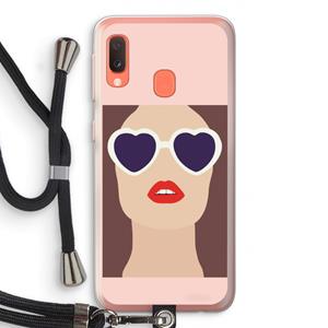 CaseCompany Red lips: Samsung Galaxy A20e Transparant Hoesje met koord