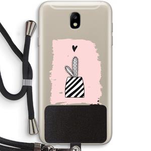 CaseCompany Zwart-wit cactus: Samsung Galaxy J7 (2017) Transparant Hoesje met koord