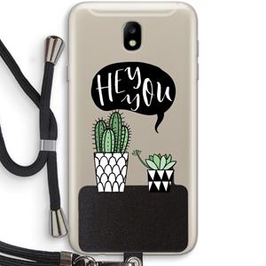 CaseCompany Hey you cactus: Samsung Galaxy J7 (2017) Transparant Hoesje met koord