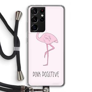 CaseCompany Pink positive: Samsung Galaxy S21 Ultra Transparant Hoesje met koord