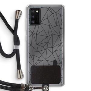CaseCompany Geometrische lijnen zwart: Samsung Galaxy A41 Transparant Hoesje met koord