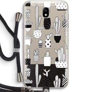CaseCompany Cactusmotief: Samsung Galaxy J7 (2017) Transparant Hoesje met koord