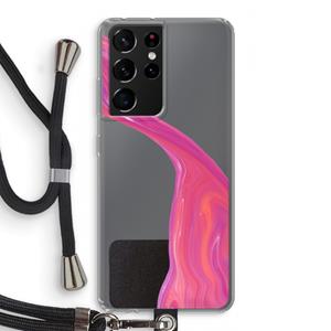 CaseCompany Paarse stroom: Samsung Galaxy S21 Ultra Transparant Hoesje met koord