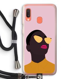 CaseCompany Yellow glasses: Samsung Galaxy A20e Transparant Hoesje met koord