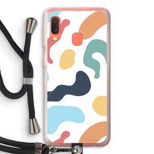 CaseCompany Memphis Shapes Blue: Samsung Galaxy A20e Transparant Hoesje met koord