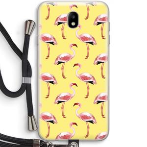 CaseCompany Flamingo's geel: Samsung Galaxy J7 (2017) Transparant Hoesje met koord