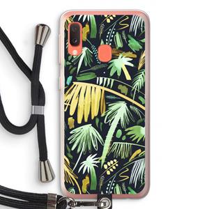 CaseCompany Tropical Palms Dark: Samsung Galaxy A20e Transparant Hoesje met koord