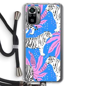 CaseCompany Tijger: Xiaomi Redmi Note 10S Transparant Hoesje met koord