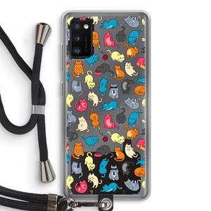 CaseCompany Kleurrijke katten: Samsung Galaxy A41 Transparant Hoesje met koord