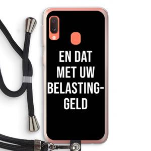 CaseCompany Belastinggeld - Zwart: Samsung Galaxy A20e Transparant Hoesje met koord