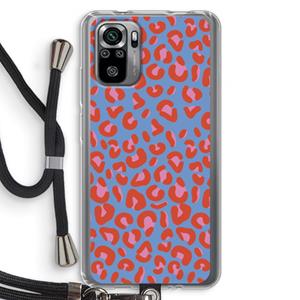 CaseCompany Leopard blue: Xiaomi Redmi Note 10S Transparant Hoesje met koord