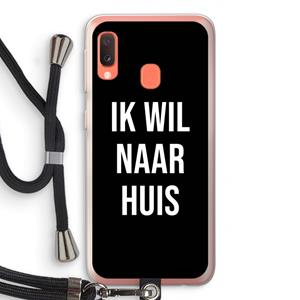 CaseCompany Ik wil naar huis - Zwart: Samsung Galaxy A20e Transparant Hoesje met koord
