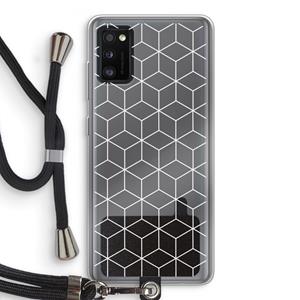 CaseCompany Zwart-witte kubussen: Samsung Galaxy A41 Transparant Hoesje met koord