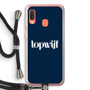 CaseCompany Topwijf Navy: Samsung Galaxy A20e Transparant Hoesje met koord
