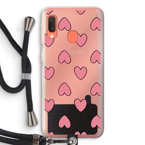 CaseCompany Ondersteboven verliefd: Samsung Galaxy A20e Transparant Hoesje met koord