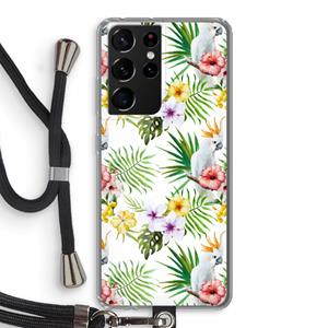 CaseCompany Gele kuif: Samsung Galaxy S21 Ultra Transparant Hoesje met koord