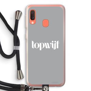 CaseCompany Topwijf Grijs Wit: Samsung Galaxy A20e Transparant Hoesje met koord